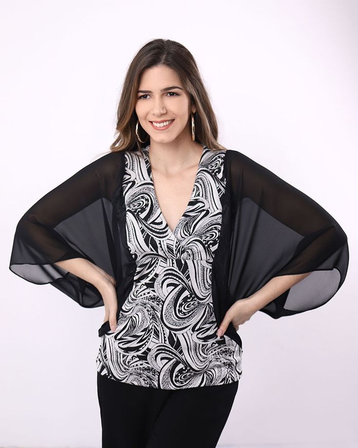 blusa com transparência preta
