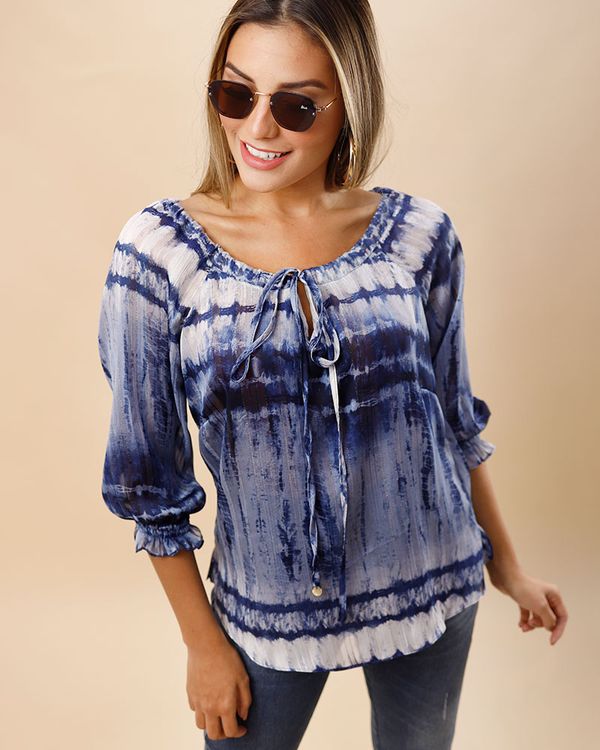 Blusa-Ombro-a-Ombro-Tecido-Estampa-Dip---Dye-com-Fio-Metalic-Azul