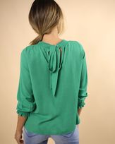 Blusa-Tecido-Decote-e-Punho-com-Lastex-Verde-Menta
