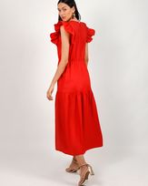 Vestido-Longo-Tecido-Bordado-Vermelho