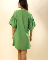 Vestido-Linho-Mangas-com-Babados-Verde