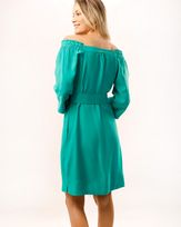 Vestido-Alfaiataria-Twill-Botoes-Personalizados-Verde-Piscina-