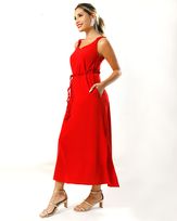 Vestido-Longo-Crepe-Alcas-e-Cinto-Franzidos-Vermelho