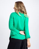 Blusa-Viscose-Textura-Babados-Duplo-Decote-com-Amarracao-Verde