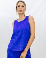 Blusa-Jacquard-Acetinada-sem-Manga-Azul