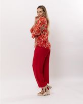 Camisa-Chiffon-Estampa-Floral-Artistico-Decote-com-Amarracao-Vermelho--