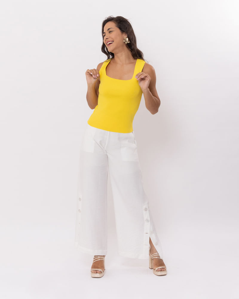 Blusa Tricot Decote Quadrado Amarelo lojabluk - Main Image