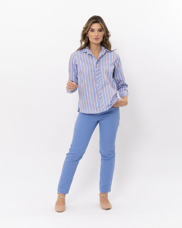 Camisa-Tricoline-Listras-Vista-Embutida-Azul
