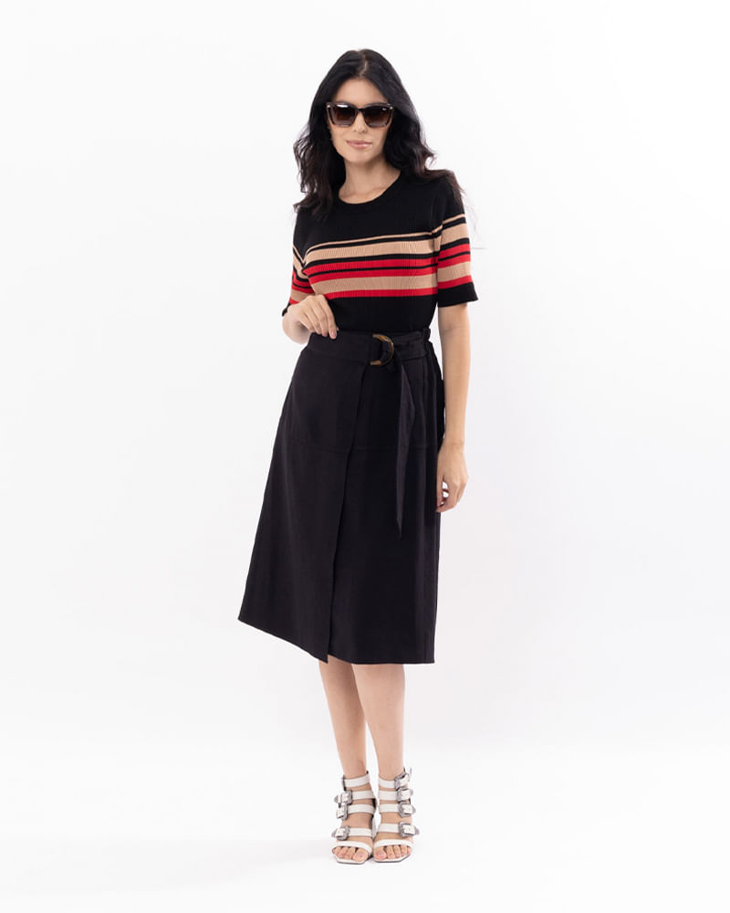 Linho Saia Envelope Reta SAIA MIDI ENVELOPE DE LINHO Linho Cru