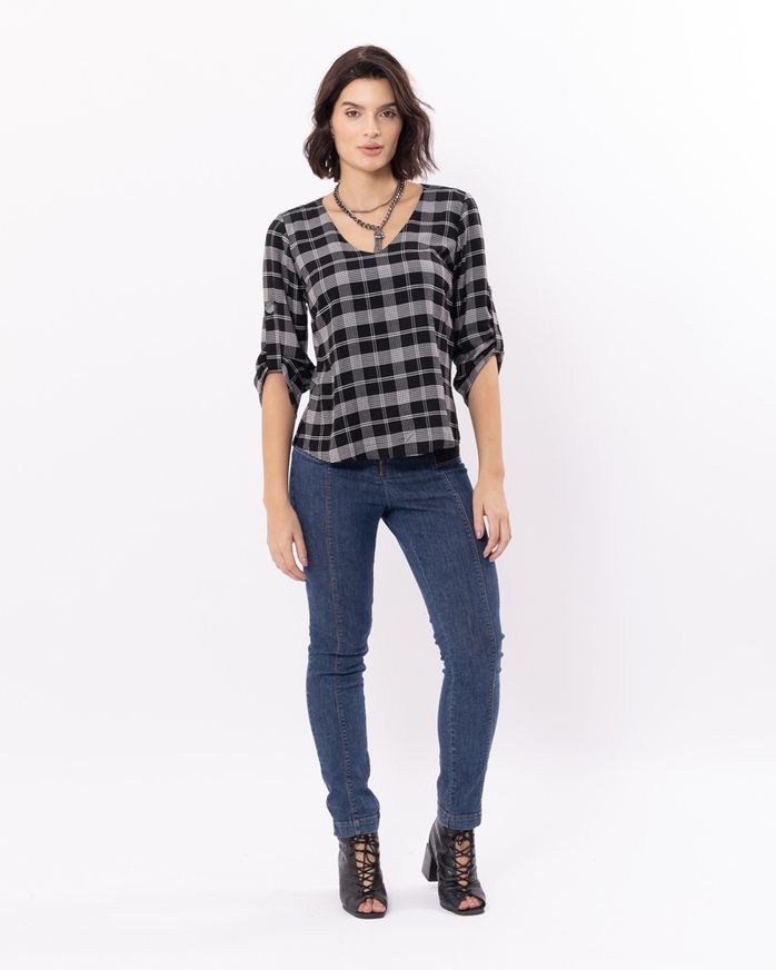 Blusa-Viscose-Xadrez-Mangas-Martingale-Preto