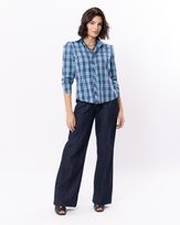 Camisa-Tricoline-Xadrez-Mangas-Franzidas-Azul
