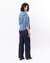 Camisa-Tricoline-Xadrez-Mangas-Franzidas-Azul