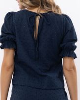 Blusa-Laise-Bordado-Mangas-Balone-Marinho