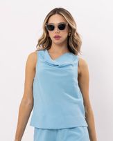 Blusa-Viscose-de-Linho-Decote-Drapeado-Azul-Ceu