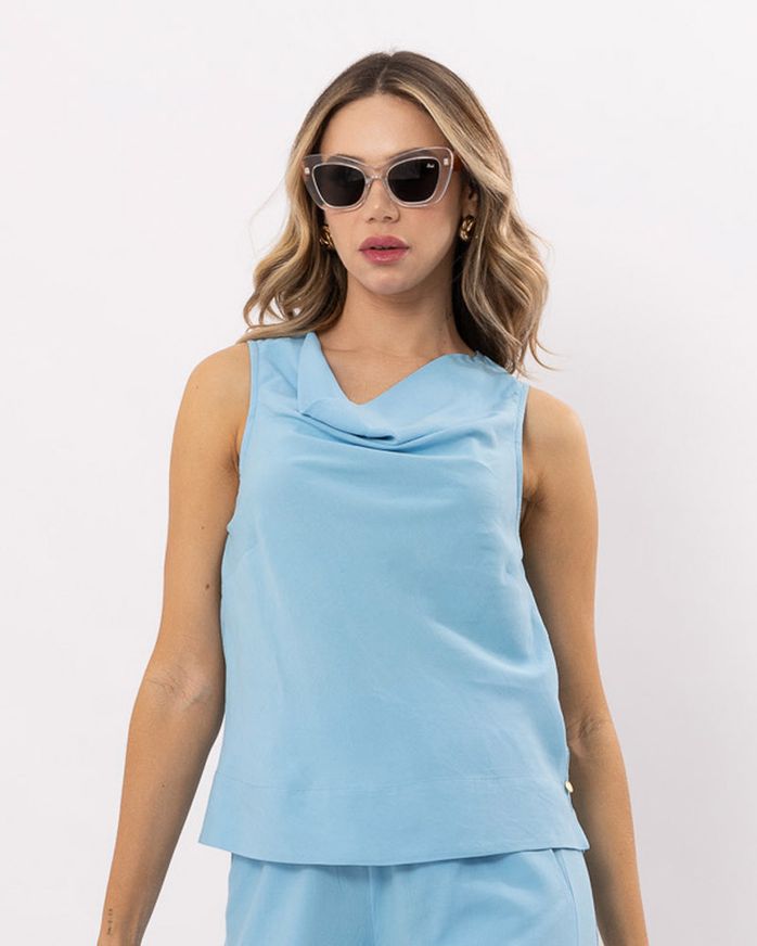 Blusa-Viscose-de-Linho-Decote-Drapeado-Azul-Ceu