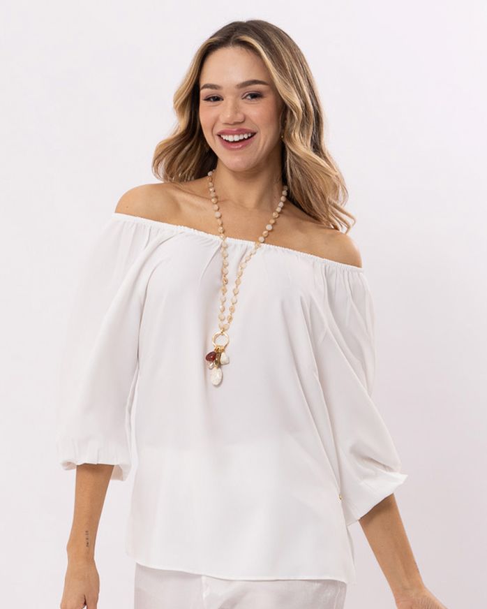 Blusa-Tecido-Decote-Ombro-a-Ombro-Mangas-Balone-Off-White