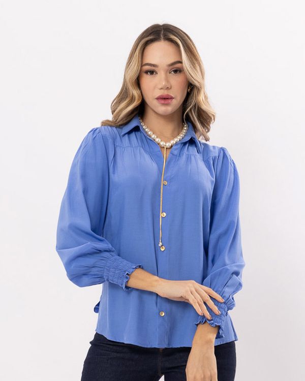 Camisa-Viscose-Frente-e-Mangas-com-Franzidos-Azul