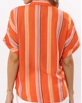 Camisa-Viscose-Listras-Manga-Curta-Dobrada-Laranja