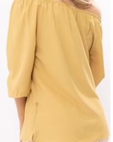 Blusa-Tecido-Decote-Ombro-a-Ombro-Mangas-Balone-Manteiga
