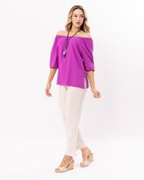 Blusa-Tecido-Decote-Ombro-a-Ombro-Mangas-Balone-Orquidea