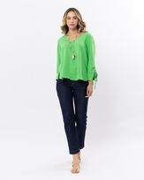 Blusa-Viscose-de-Linho-Punho-com-Regulagem-Verde-Luz-