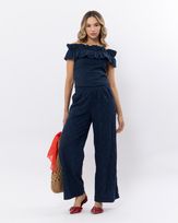 Calca-Pantalona-Laise-Bordada-Cos-de-Elastico-Marinho