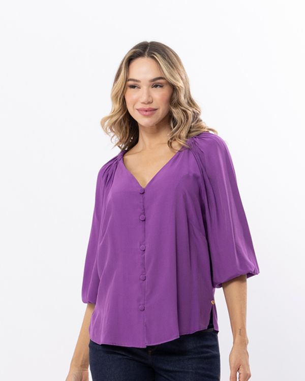 Blusa-Viscose-Decote-V-Botoes-Cobertos-Orquidea