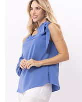 Blusa-Tecido-Manga-Unica-e-Alca-Laco-Azul