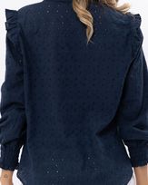 Camisa-Laise-Bordado-Floral-Botoes-Madreperolas-Marinho