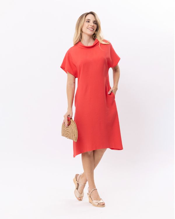 Vestido-Tecido-Alfaiataria-Gola-Virada-Vermelho