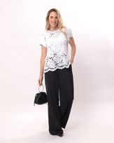Blusa-Renda-Folhagens-Manga-Curta-com-Pregas-Branco
