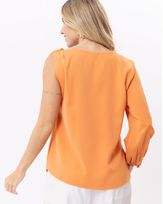 Blusa-Tecido-Manga-Unica-e-Alca-Laco-Laranja