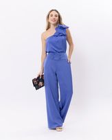 Calca-Pantalona-Alfaiataria-Acetinada-Botoes-Cobertos-Azul-