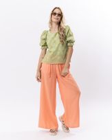 Blusa-Laise-Bordada-Barrado-Mangas-Balone-Verde-