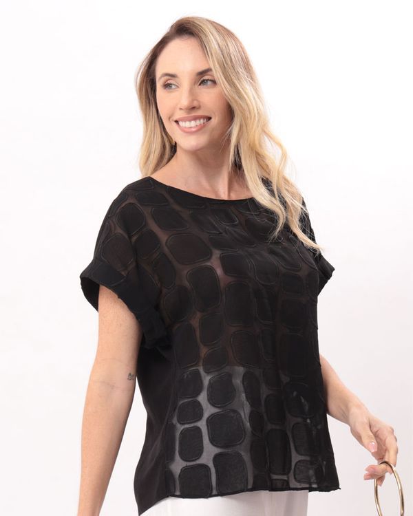 Blusa-Chiffon-Textura-Seixos-Preto