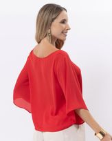 Blusa-Chiffon-Decote-Canoa-Transpassado-Mangas-Amplas-Vermelho-