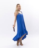 Vestido-Mullet-Textura-Linho-Alcas-Trancadas-Argolas-Resinas-Azul