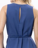 Vestido-Longo-Tecido-Acetinado-Cinto-Torcal-e-Metal-Azul-
