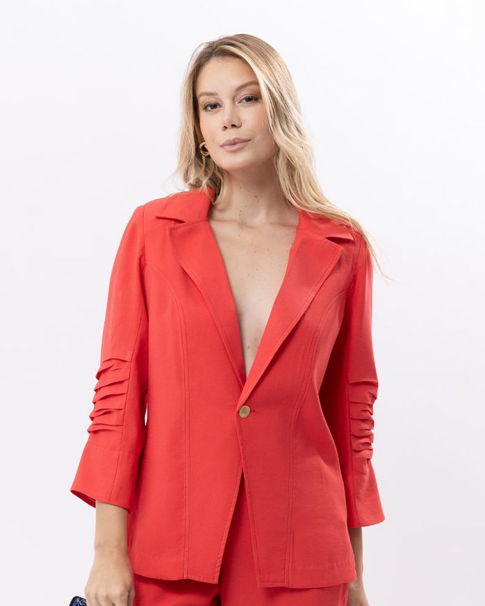 Blazer-Viscose-Alfaiataria-Mangas-com-Pregas-Vermelho