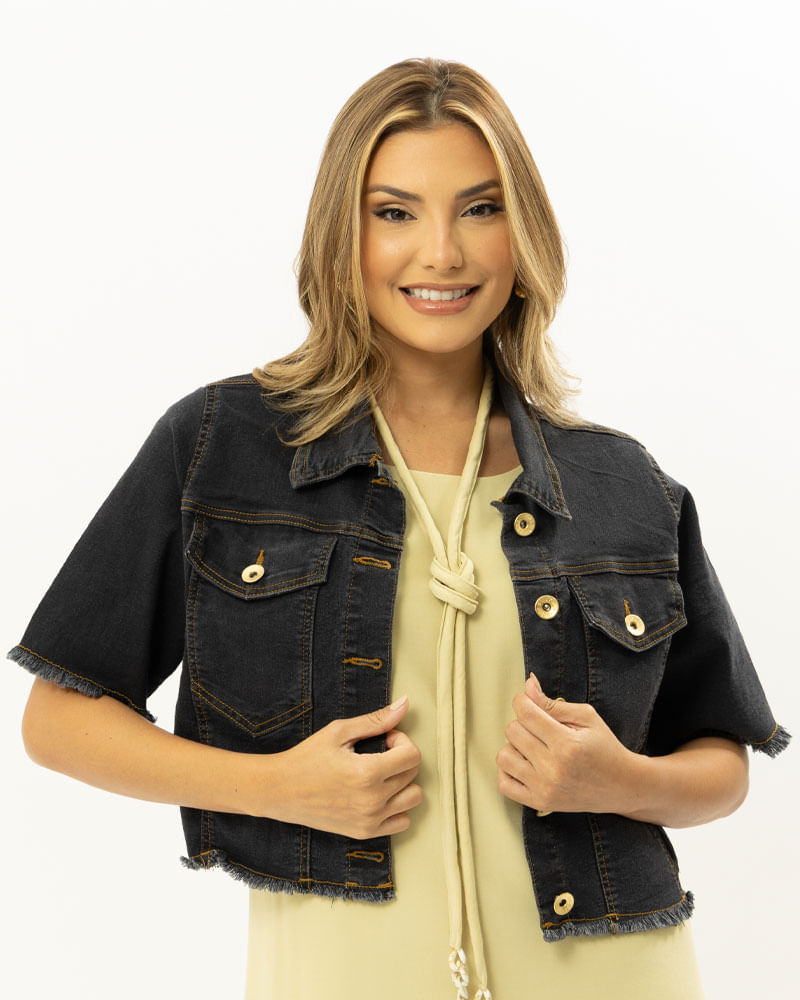 Manga Curta Casaco Jeans Feminino Sem Manga Jaqueta Jeans Sem