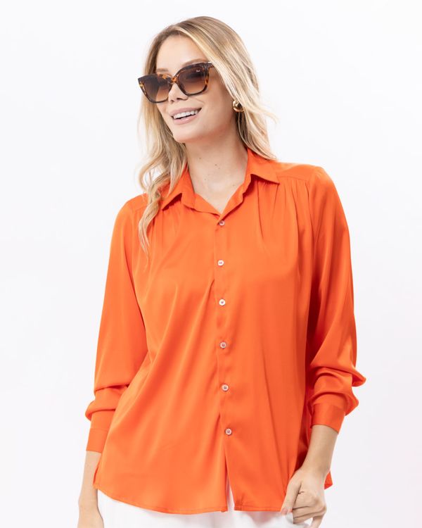 Camisa-Tecido-Acetinado-Manga-Longa-Vermelho-Mandarim