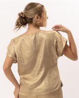 Blusa-Tecido-Lame-Manga-Curta-Dourado