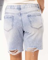 Bermuda-Jeans-Marmorizado-Bainha-Desfiada-Azul