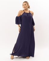 Vestido-Longo-Viscose-Decote-Colar-Pedrarias-Marinho-