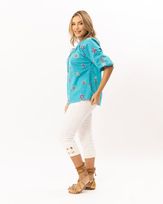 Blusa-Tricoline-Bordada-Decote-Franzido-com-Amarracao-Azul