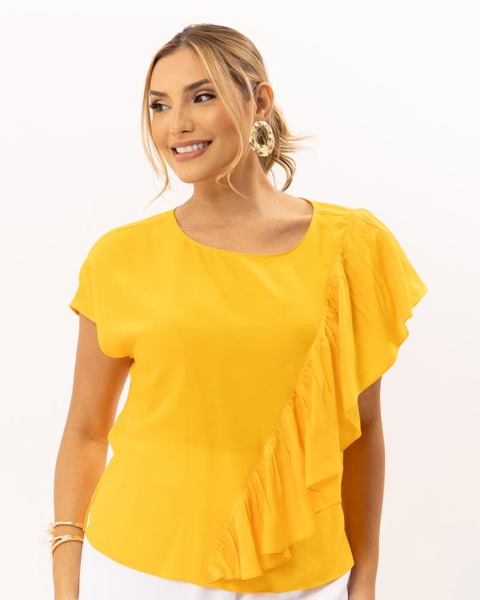 Blusa-Viscose-Frente-com-Babado-Manga-Curta-Amarelo